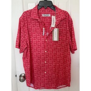Tommy Bahama Button Down Shirt Bahama Coast Cozumel Tiles Men's Small NWT Red